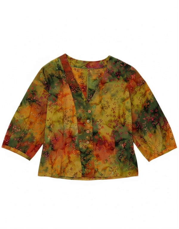 Vintage ženska košulja bluza 3/4 rukava UK 12 srednje raznobojna cvjetna