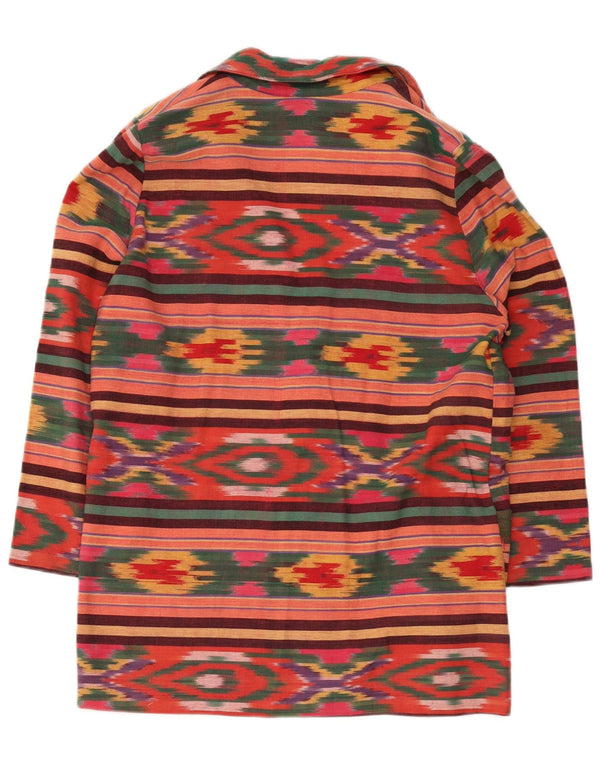 Vintage ženski sako sa 2 gumba UK 18 XL Raznobojni ikat pamuk