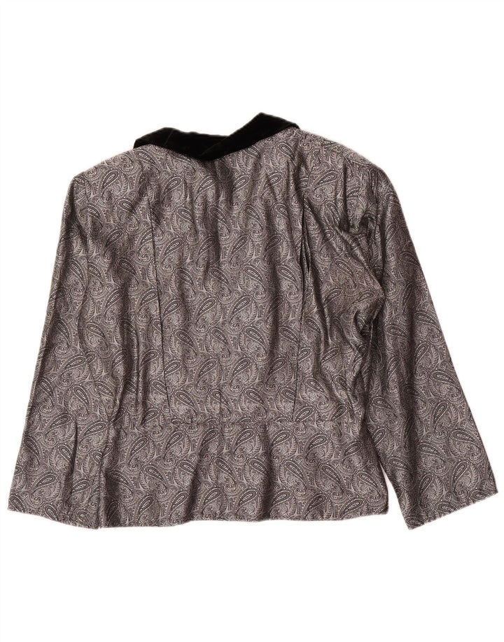 Vintage ženski kardigan Top IT 42 Srednje srebrna paisley svila