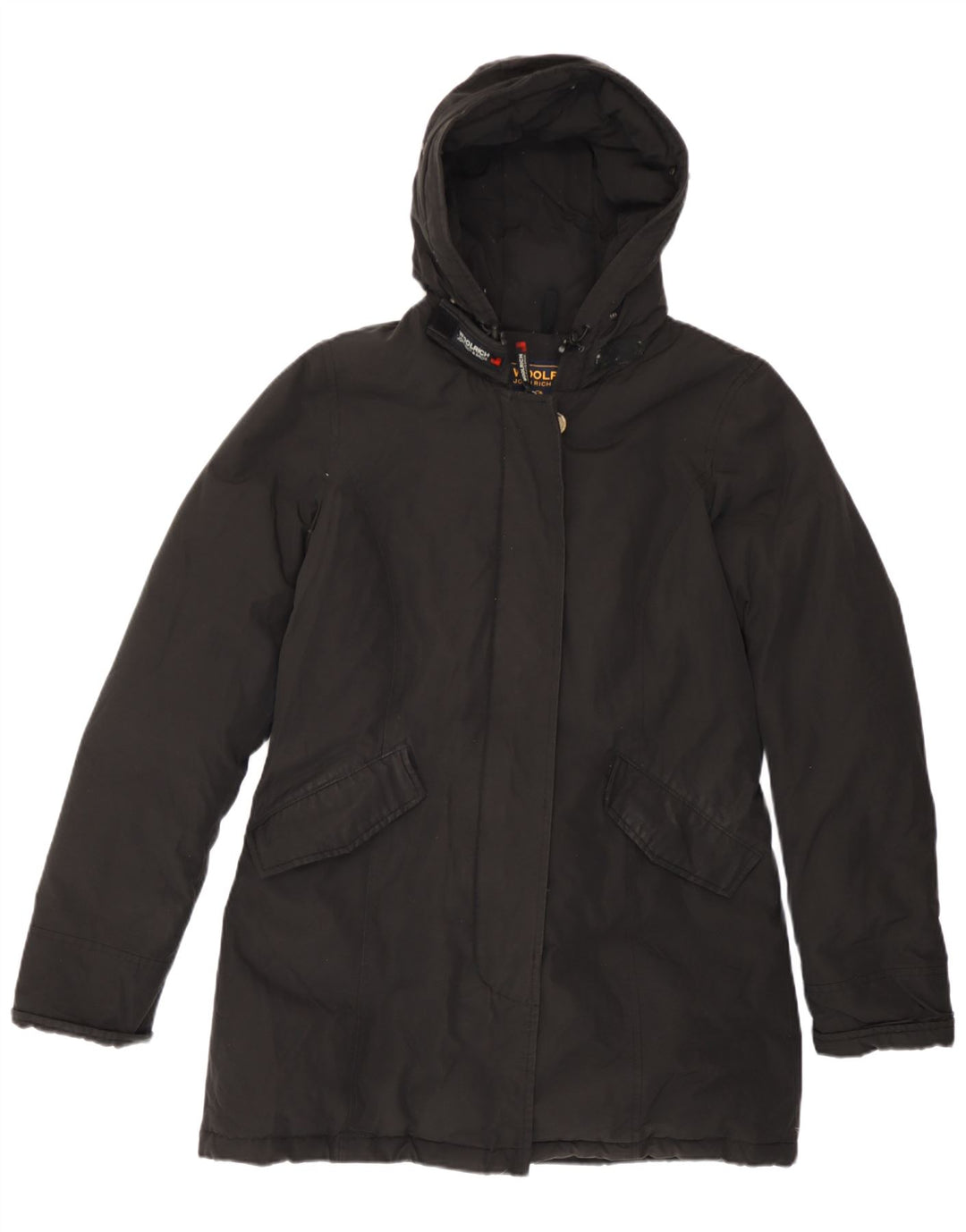 Woolrich ženski podstavljeni kaput s kapuljačom UK 14 srednje crni pamuk