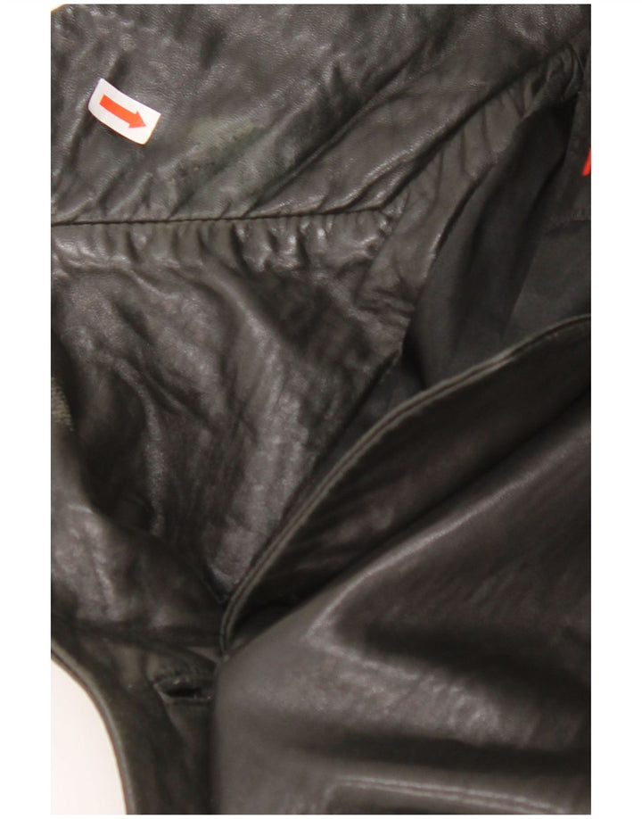 MAURITIUS Ženska kožna jakna sako s 3 gumba UK 18 XL crna koža