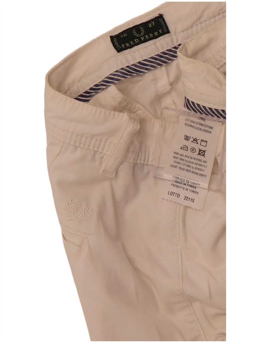 FRED PERRY Womens Chino Shorts  W27 Small Off White Cotton