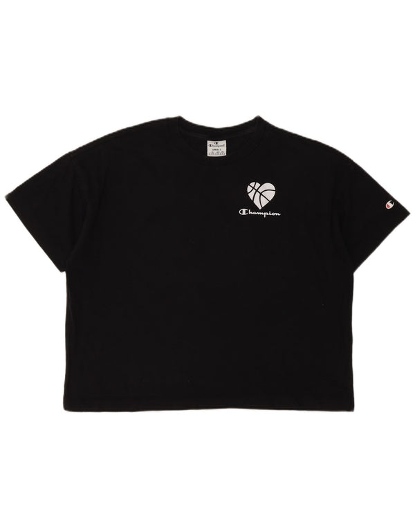 CHAMPION Ženska majica kratkih rukava prekomjerne veličine UK 10 Mala crna