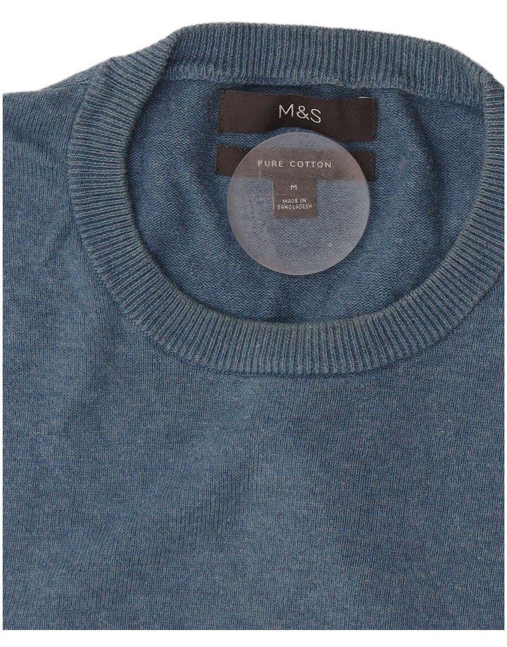 Marks & Spencer muški džemper s okruglim izrezom Srednje plavi pamuk