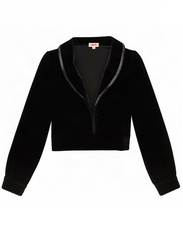 Vintage ženska baršunasta bolero jakna UK 10 Mala crna