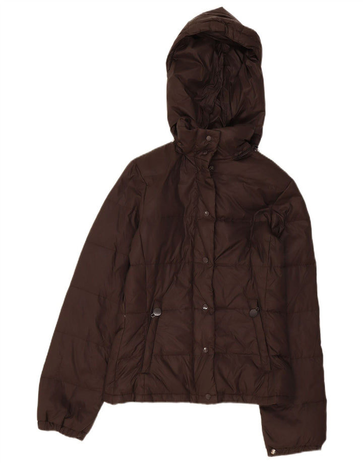 Benetton ženska podstavljena jakna s kapuljačom IT 40 Small Brown Polyamide