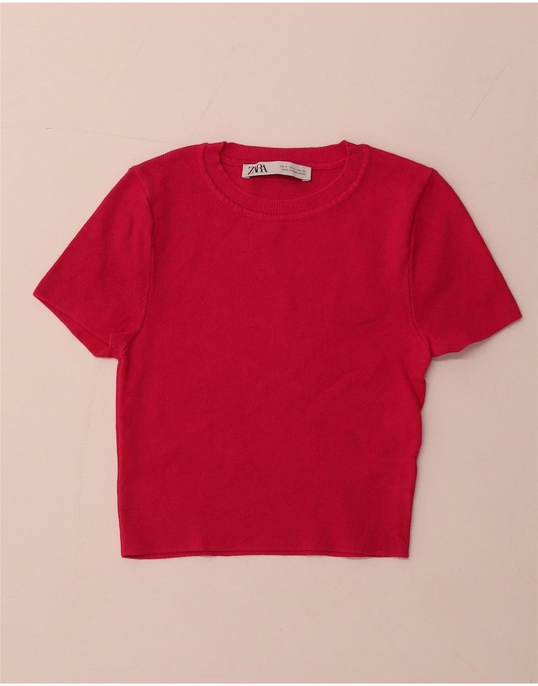 ZARA ženski pulover kratkih rukava s okruglim izrezom UK 8 Mala ružičasta