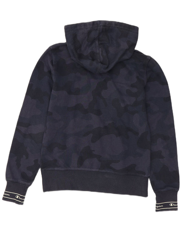CHAMPION Womens Graphic Hoodie Jumper UK 10 Small Navy Blue Camouflage