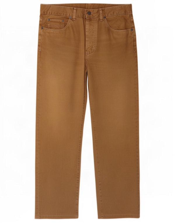 Gant Mens Straight Casual Trousers W33 L28 Beige Cotton