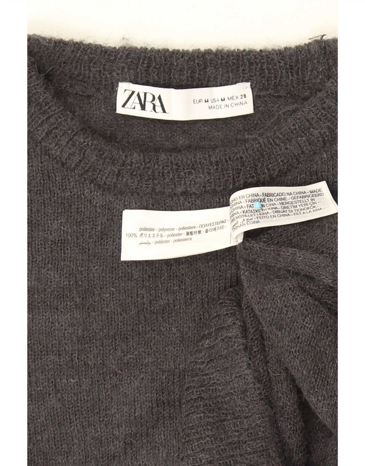Zara ženski pulover s okruglim izrezom UK 12 srednje sivi poliester