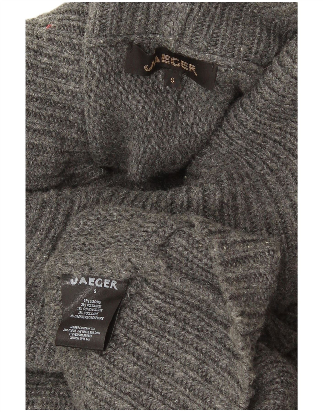 Jaeger ženski pulover s dugim izrezom i velikim ovratnikom UK 10 Small Gray