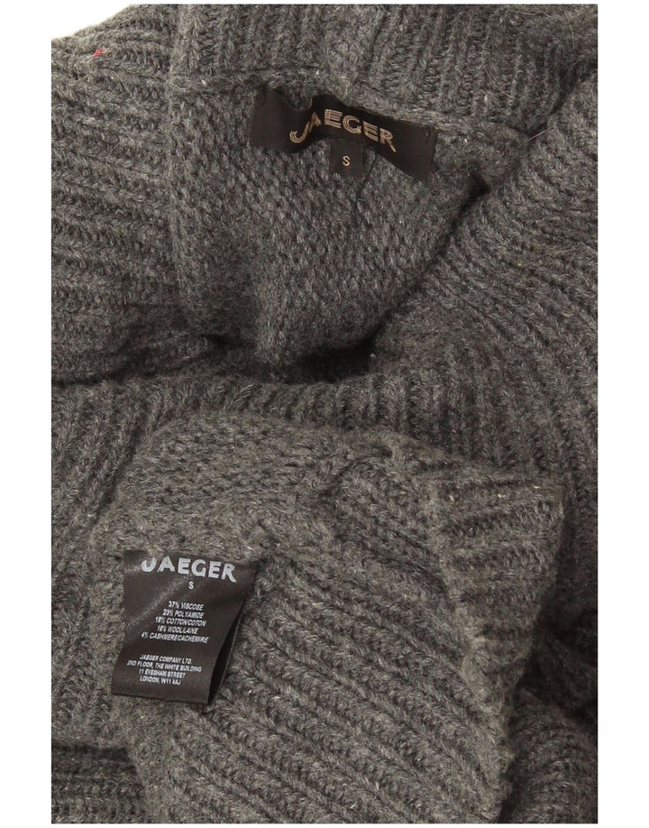Jaeger ženski pulover s dugim izrezom i velikim ovratnikom UK 10 Small Gray