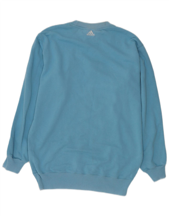ADIDAS Boys Oversized Graphic Sweatshirt Džemper 15-16 Years Blue Pamuk