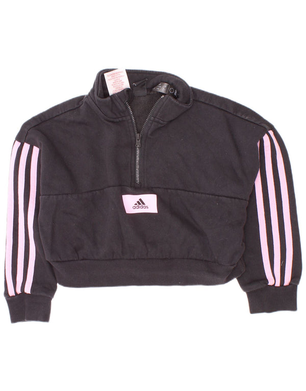 Adidas majica s kratkim izrezom i kratkim izrezom za djevojčice 5-6 godina, crni pamuk