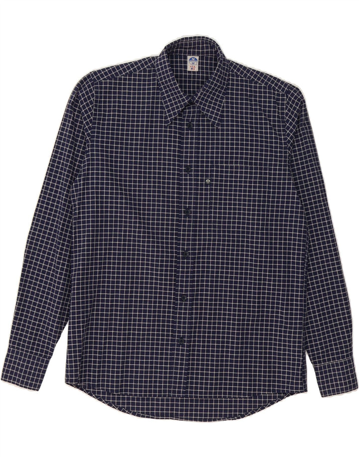 NORTH SAILS Mens Shirt Small Navy Blue Check Cotton Vintage North Sails and Second-Hand North Sails from Messina Hembry 