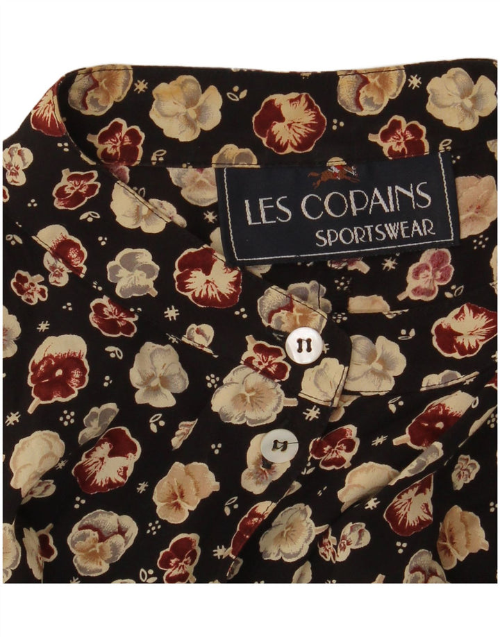 LES COPAINS Womens Sleeveless Shirt Blouse UK 12 Medium Black Floral