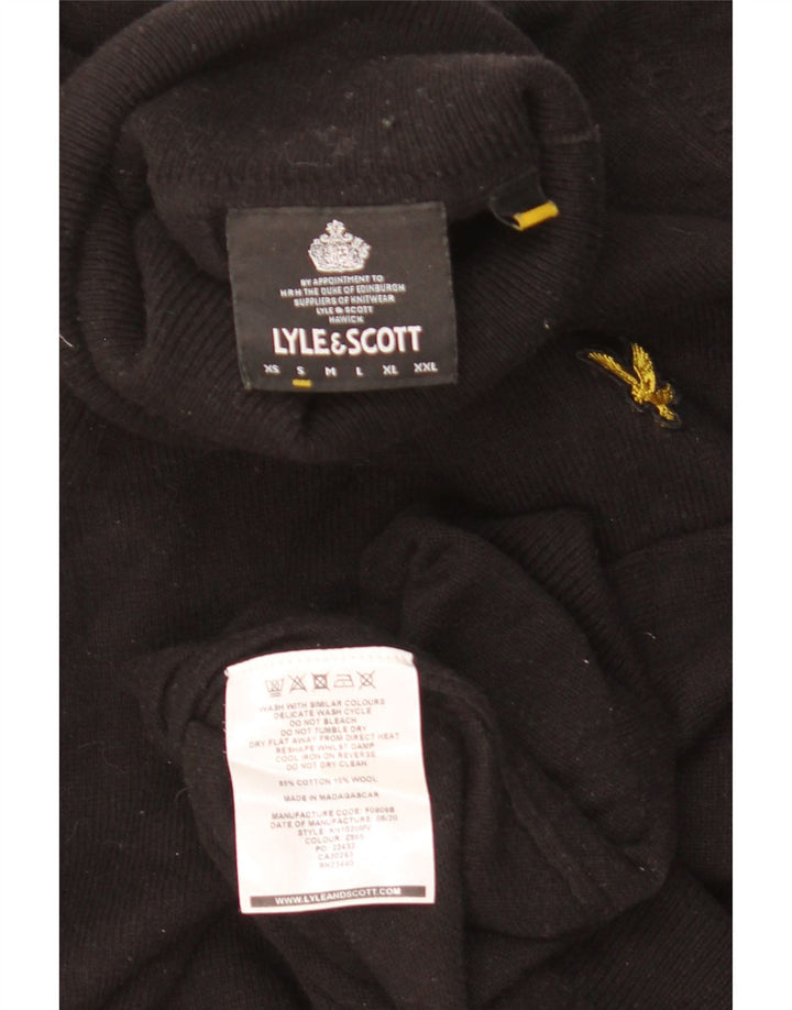 LYLE & SCOTT Muški pulover s rol izrezom Mali crni pamuk