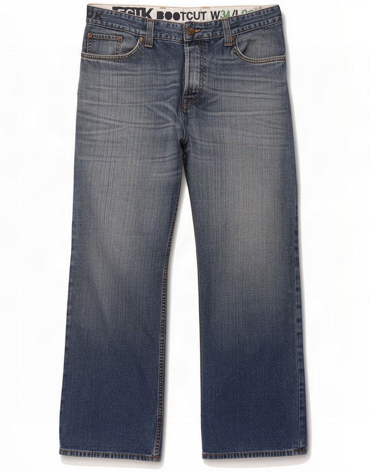 Fcuk Muške traperice Bootcut W34 L32 Blue Cotton