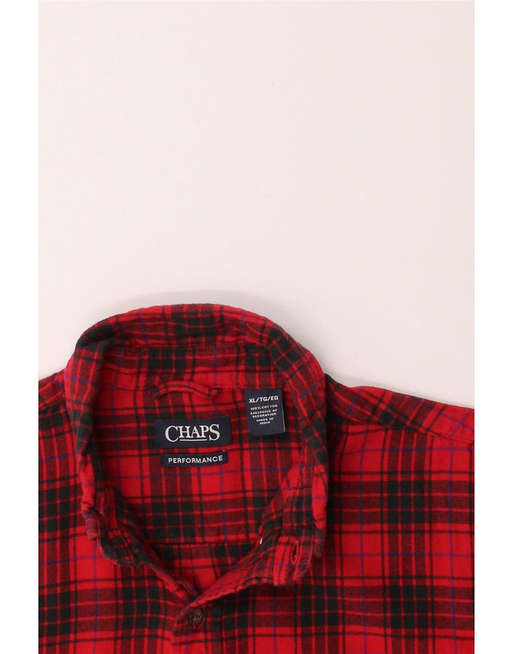 CHAPS Mens Big & Tall Flannel Shirt XL Red Check Cotton Vintage Chaps and Second-Hand Chaps from Messina Hembry 