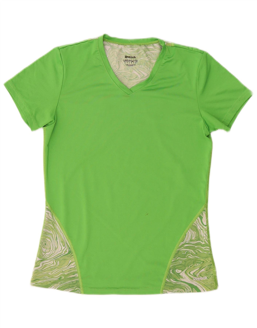 REEBOK Womens T-Shirt Top UK 10 Small Green Tie Dye Polyester