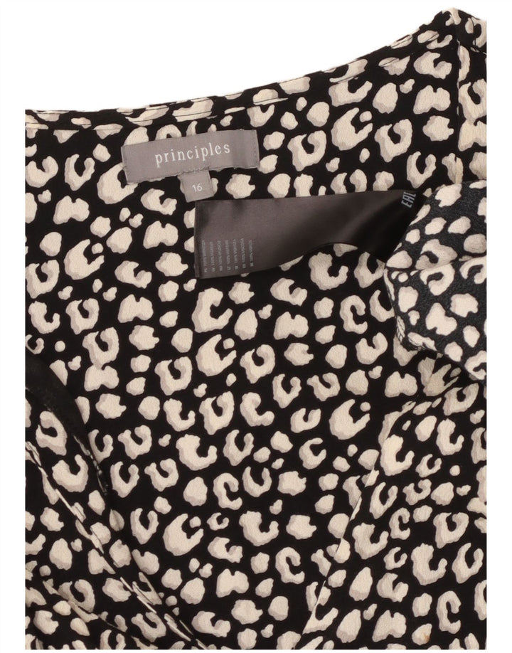 PRINCIPLES Ženska višeslojna haljina 3/4 rukava UK 16 Veliki crni životinjski print