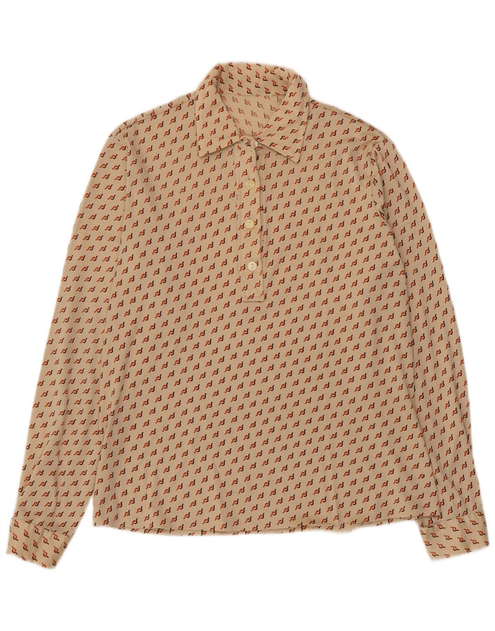 VINTAGE ženska majica majica UK 16 velika bež geometrijska