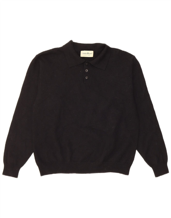 Eddie Bauer muški džemper s polo ovratnikom srednje crne vune