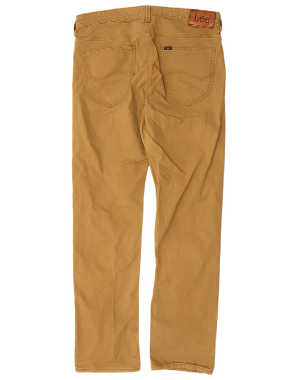 Lee Mens Daren Zip Fly Straight Casual hlače W33 L32 Beige Cotton