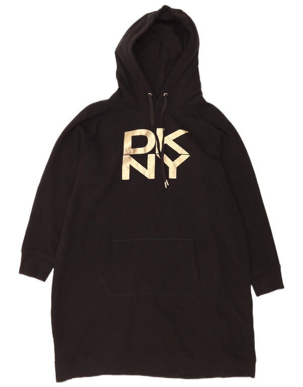 Dkny ženska haljina s kapuljačom dugih rukava UK 18 XL crni pamuk