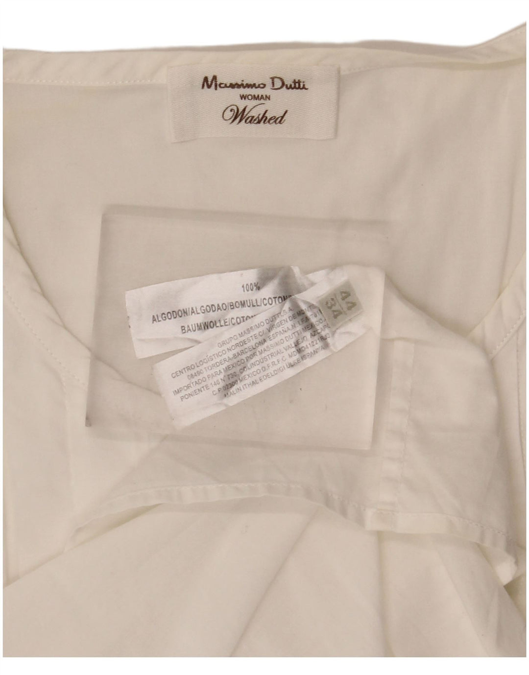 Ženska majica s dvostrukim kopčanjem Massimo Dutti EU 34 2XS, bijeli pamuk