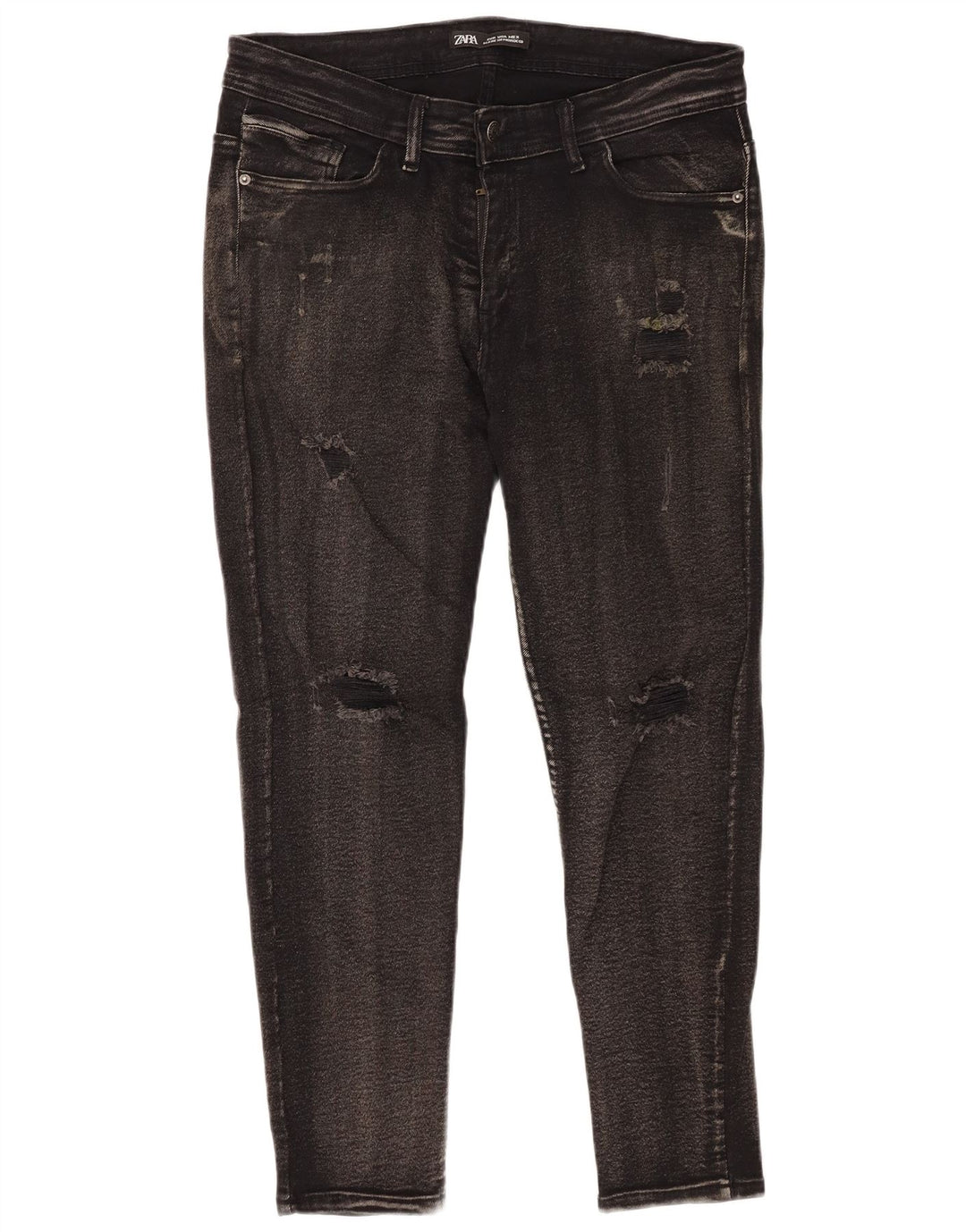 Zara muške uske traperice s oštećenjem W36 L25, crni pamuk