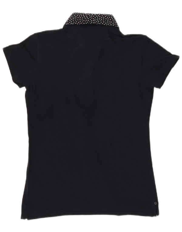 WOOLRICH Ženska uska polo majica UK 12 Srednje tamnoplavi pamuk na točke