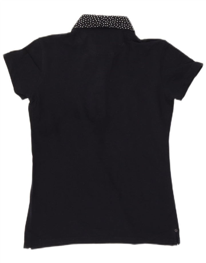 WOOLRICH Ženska uska polo majica UK 12 Srednje tamnoplavi pamuk na točke