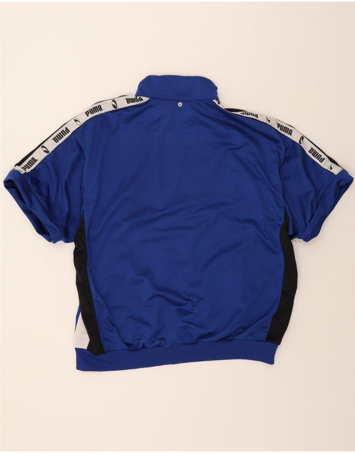 PUMA Mens Graphic Short Sleeve Tracksuit Top Jacket Large Blue Colourblock Vintage Puma and Second-Hand Puma from Messina Hembry 