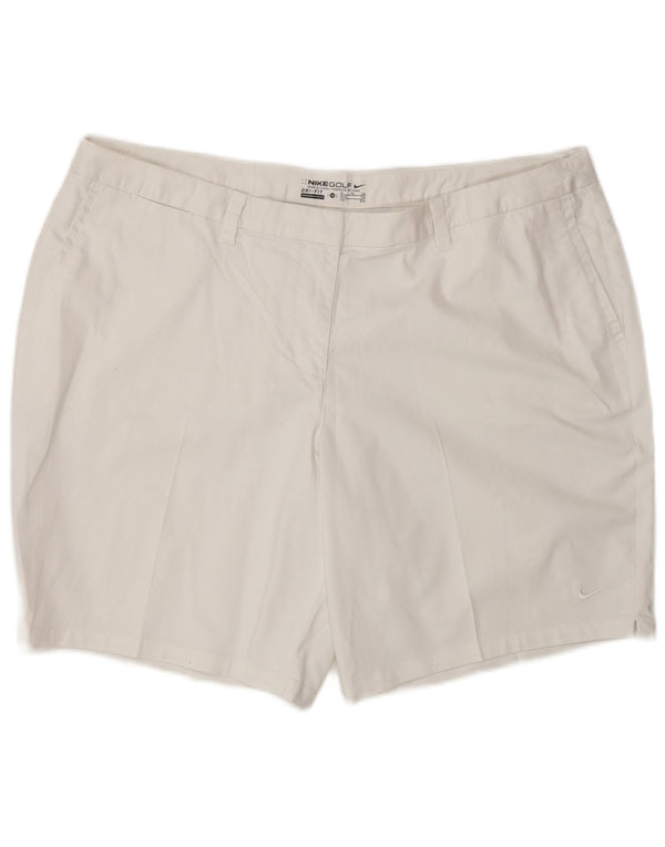 Nike Womens Dri Fit Chino Shorts UK 20 2XL W38 L8 White Cotton