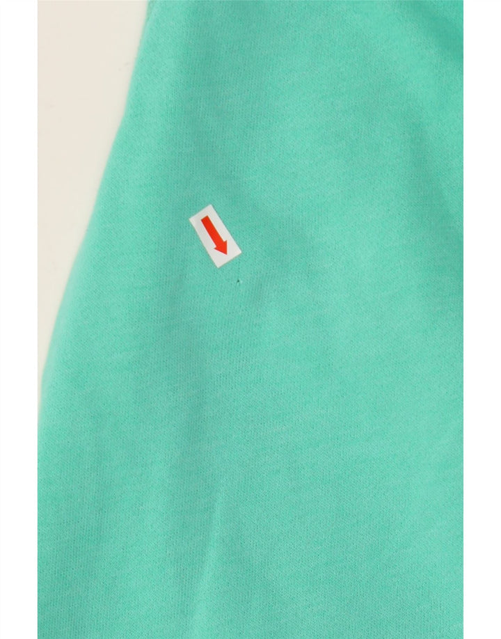 HOLLISTER Ženski pulover s kapuljačom s grafičkim patentnim zatvaračem UK 14 srednje tirkizni pamuk