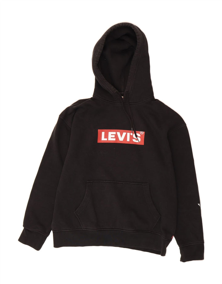 LEVI'S Mens Graphic Hoodie Jumper Medium Black Cotton Vintage Levi's and Second-Hand Levi's from Messina Hembry 