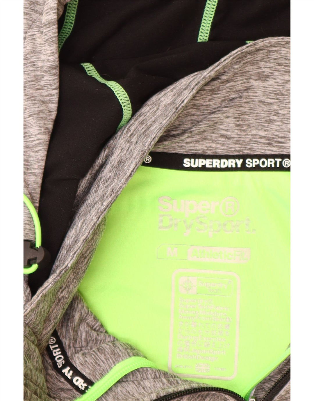 SUPERDRY ženski atletski pulover s kapuljačom s patentnim zatvaračem UK 12 srednje sivi