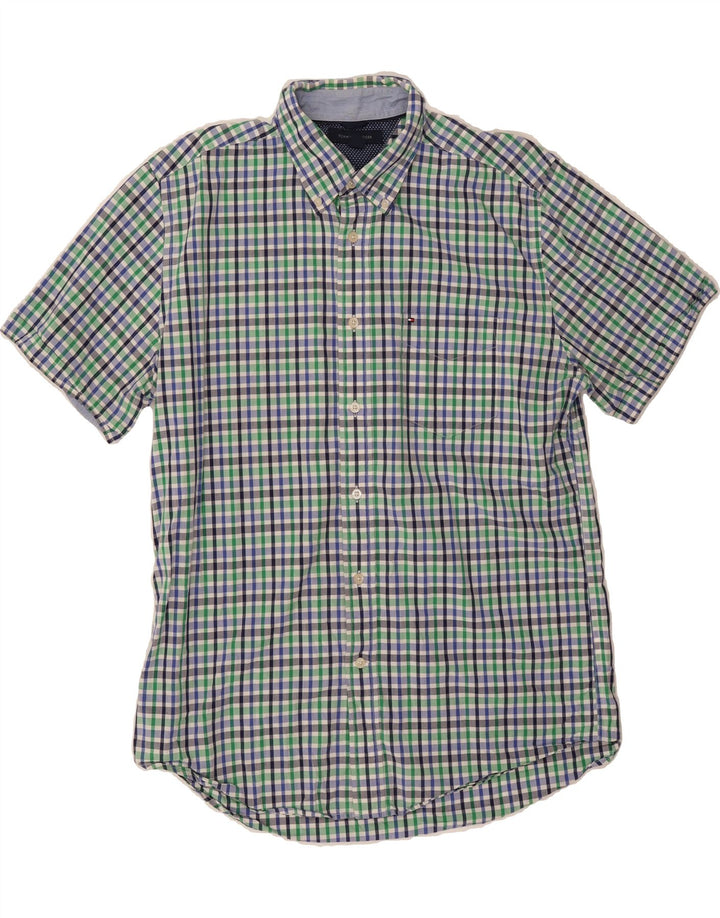 TOMMY HILFIGER Mens Short Sleeve Shirt Large Multicoloured Check Cotton Vintage Tommy Hilfiger and Second-Hand Tommy Hilfiger from Messina Hembry 