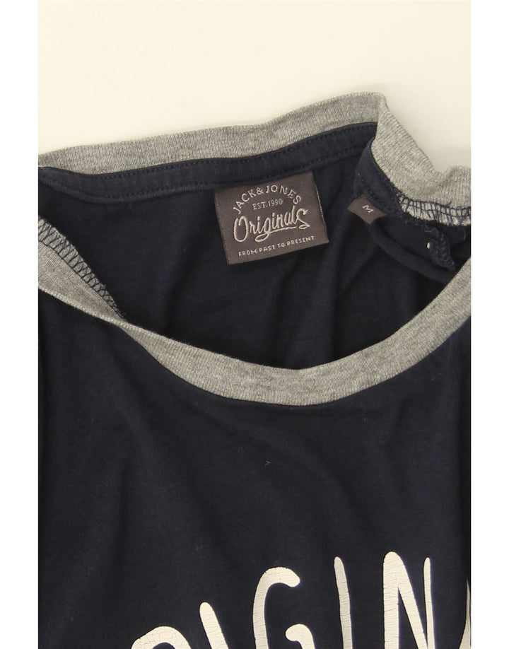 Jack & Jones muška majica dugih rukava s grafikama, srednje tamnoplavi pamuk