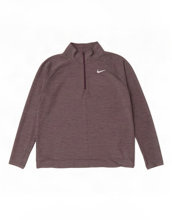 Nike Dri Fit majica s patentnim izrezom i gornji dio trenirke XL sivi flekasti poliester