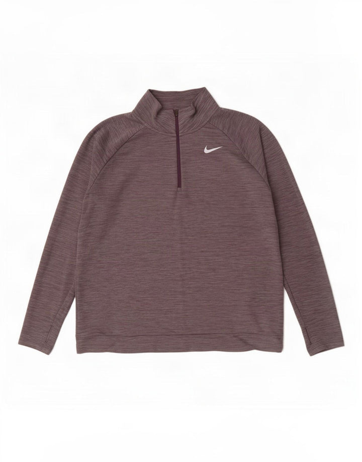 Nike Dri Fit majica s patentnim izrezom i gornji dio trenirke XL sivi flekasti poliester