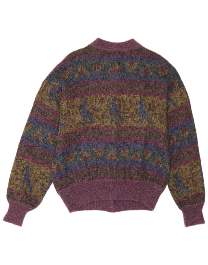 Vintage ženski kardigan džemper UK 14 srednje raznobojne geometrije