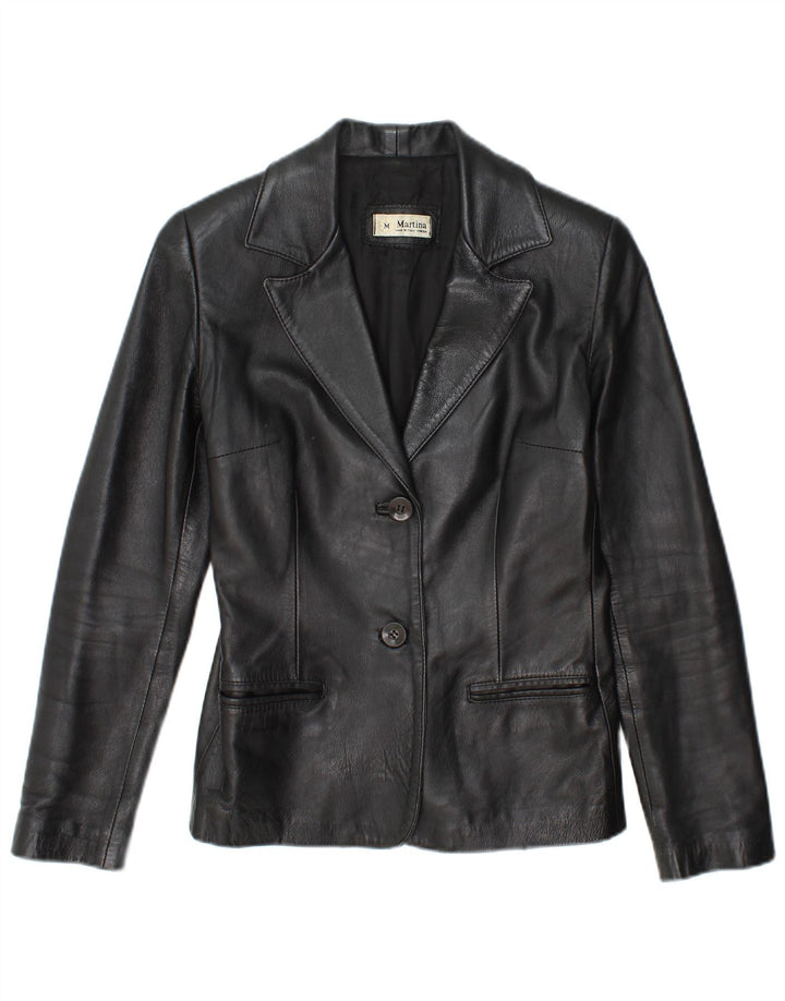 Vintage ženska kožna jakna sa 2 gumba UK 12 srednje crna