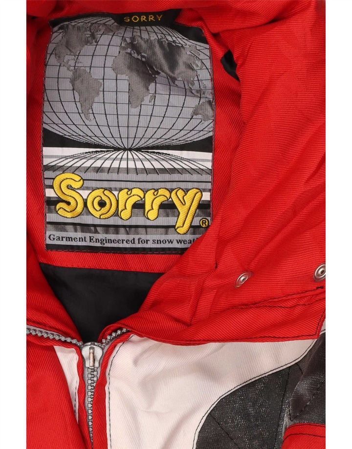Oprostite, ženska skijaška jakna s kapuljačom UK 14 Large Red Colourblock