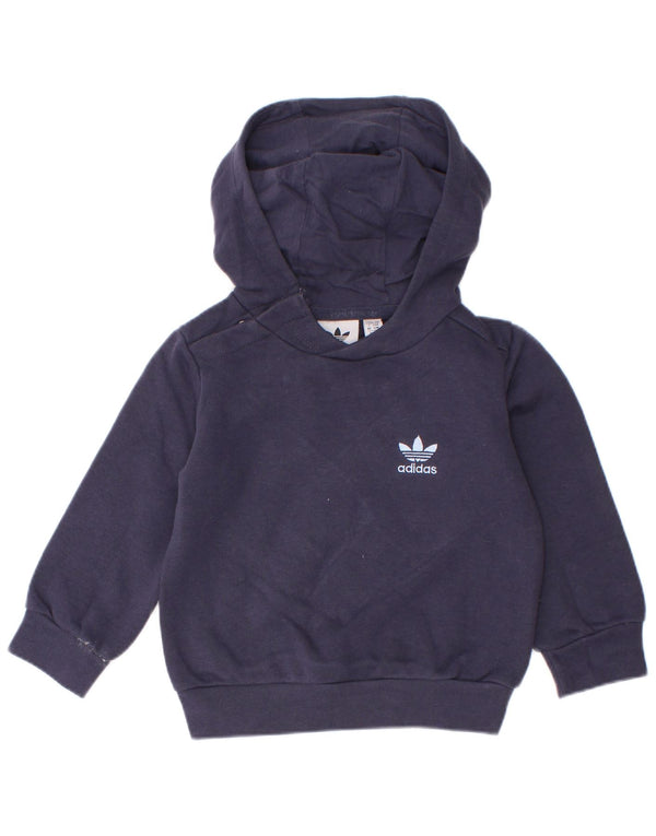 Adidas majica s kapuljačom za dječake 9-12 mjeseci tamnoplavi pamuk