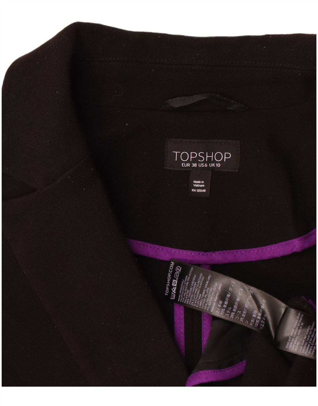 Topshop ženski preveliki kaput UK 10 Mali crni poliester