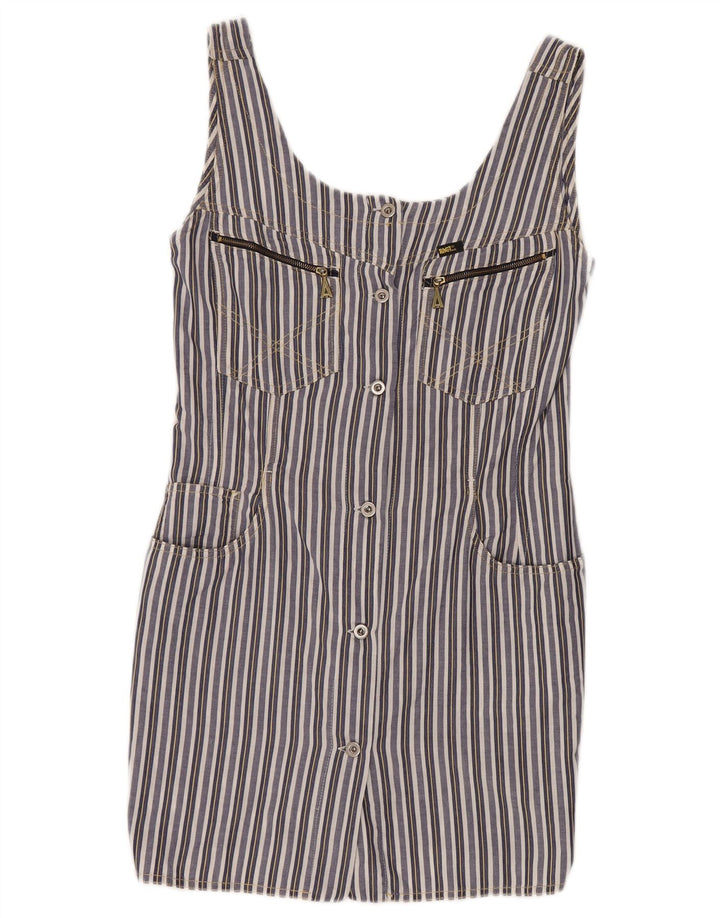 VINTAGE ženska plašt haljina bez rukava UK 8 Mala tamnoplava prugasta