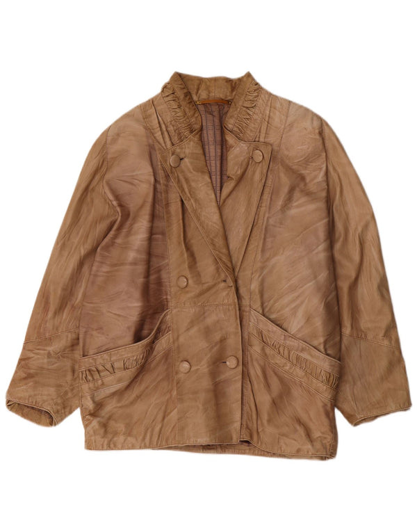 Vintage ženska prevelika kožna jakna UK 18 XL bež
