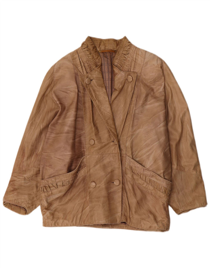 Vintage ženska prevelika kožna jakna UK 18 XL bež